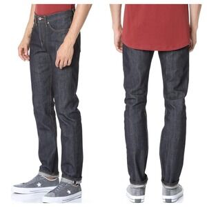 Naked & Famous Jeans Weird Guy Tapered Straight Stretch Selvedge Blue Dark 34